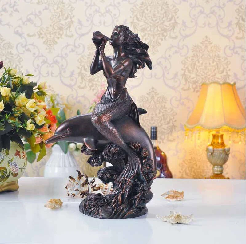 

Modern Resin Creative Mermaid Figurines Crafts Decoration Home Furnishings Accessories Living Room Desktop Ornaments Dercor Art