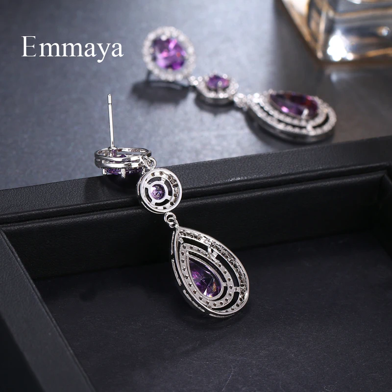 Emmaya Brand Charm Luxury AAA Cubic Zircon Water Drop Shape Earrings for Women Fashion Wedding Birthday Jewelry Party Gift