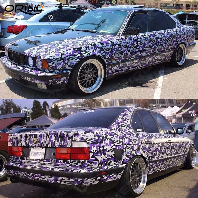 

Camouflage Black White Purple Vinyl Snow Camo Car Wrap Film Air Bubble Vehicle Boat Full Body Wrapping ORINO Car Sticker Decal