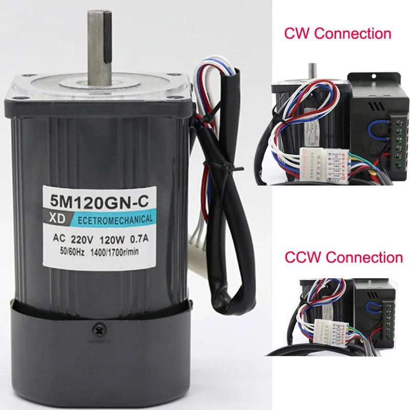 220v Single Phase Motor, Speed Controllers For Electric Motors 220V CW/CCW,120W 1400rpm/2800rpm Adjust Speed High Speed AC Motor