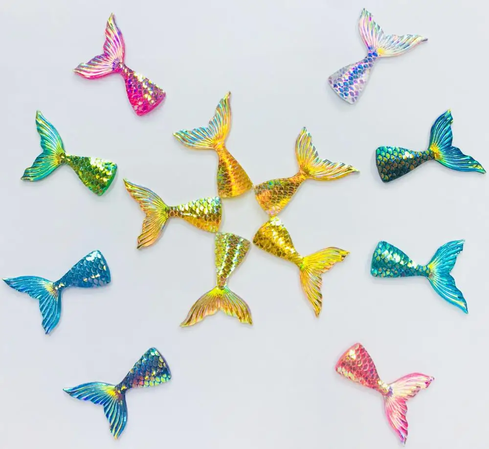 8Pcs Mermaid Tailชิ้นส่วนปลาสำหรับพวงกุญแจจี้สร้อยคอต่างหูอุปกรณ์เสริมเมือกดิน/Slime