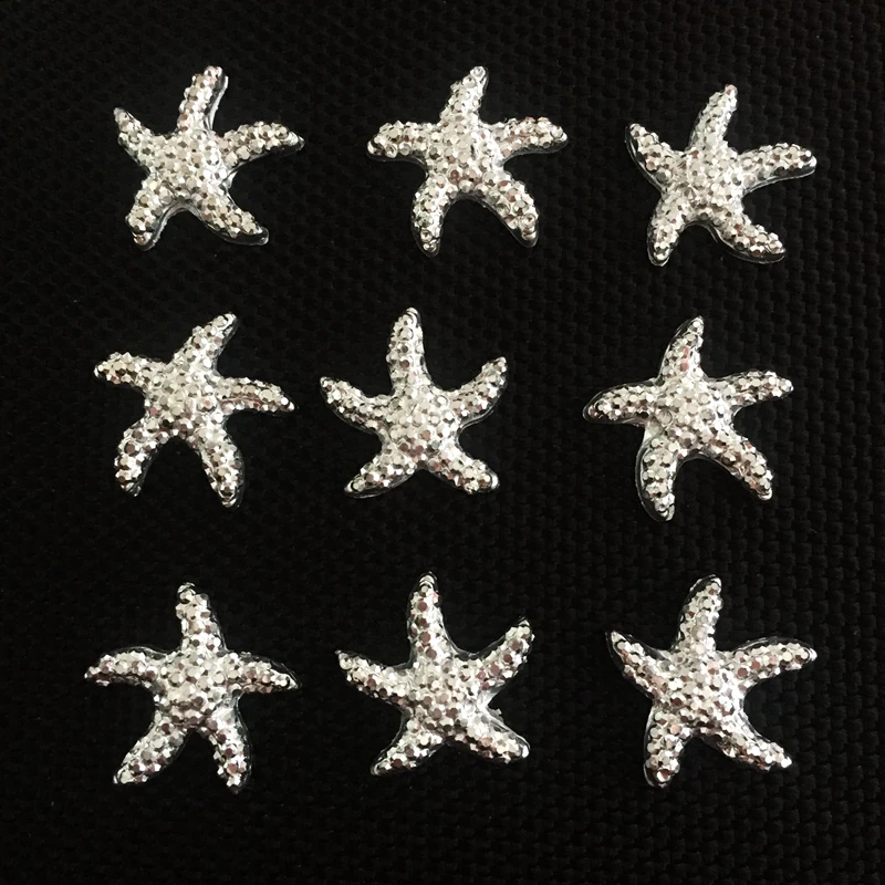 Diy40pcs16mm argento stella di mare, di cristallo della resina artigianato pulsante spiaggia decorazione del partito. A351