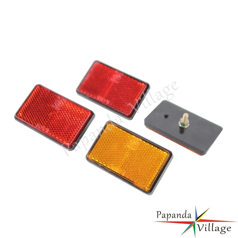 Papanda 2pcs Red Amber Plastic Rectangle Reflector Safety Warning Reflective Reflectors ATV Car Dirtbikes