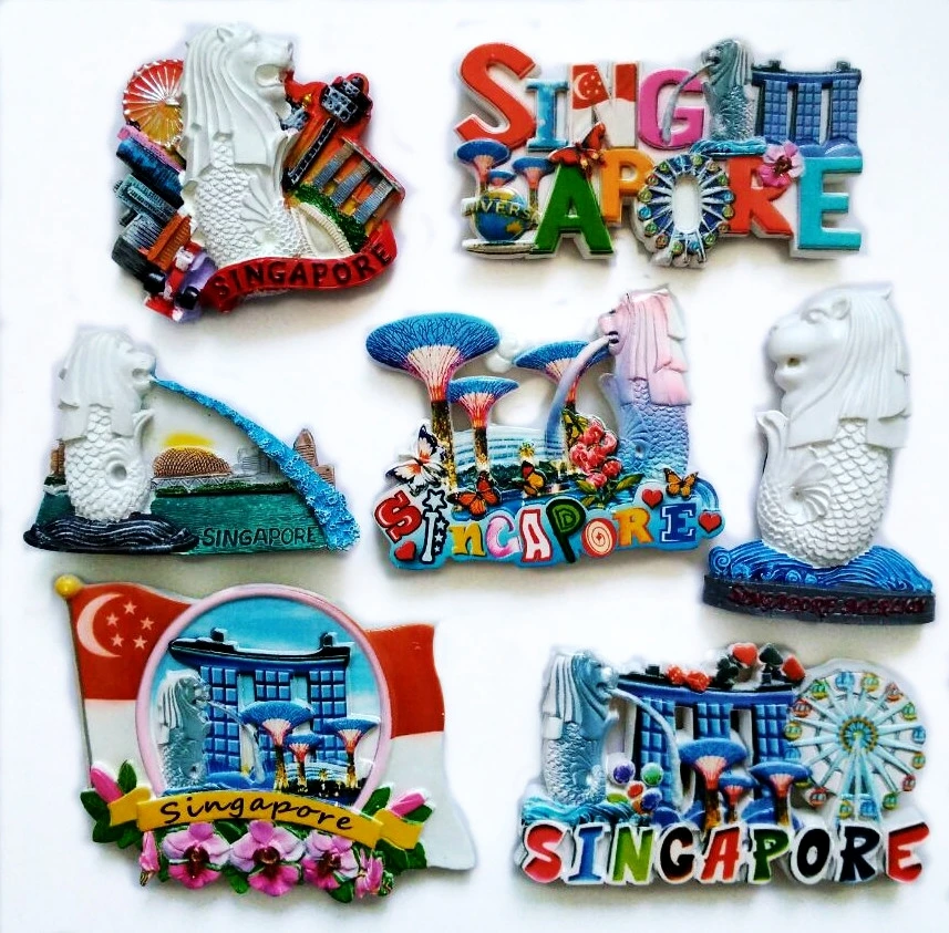 High Quality Flag Of Singapore Merlion 3D Fridge Magnet World Tourism Souvenirs Refrigerator Magnetic Stickers Home Decortion