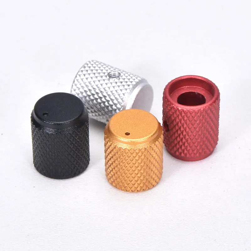 5pcs Diameter: 12mm Height: 15mm Aluminum Knurled Volume Potentiometer Knob Black/Silver/Red/Gold