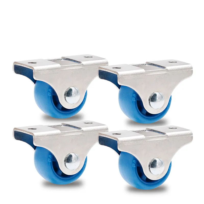 4 Pcs Hot New Arrival 1 Inch Dia Universal Furniture Caster Furniture Trolley Iron Top Plate Silent Nylon Fixed Caster Wheel