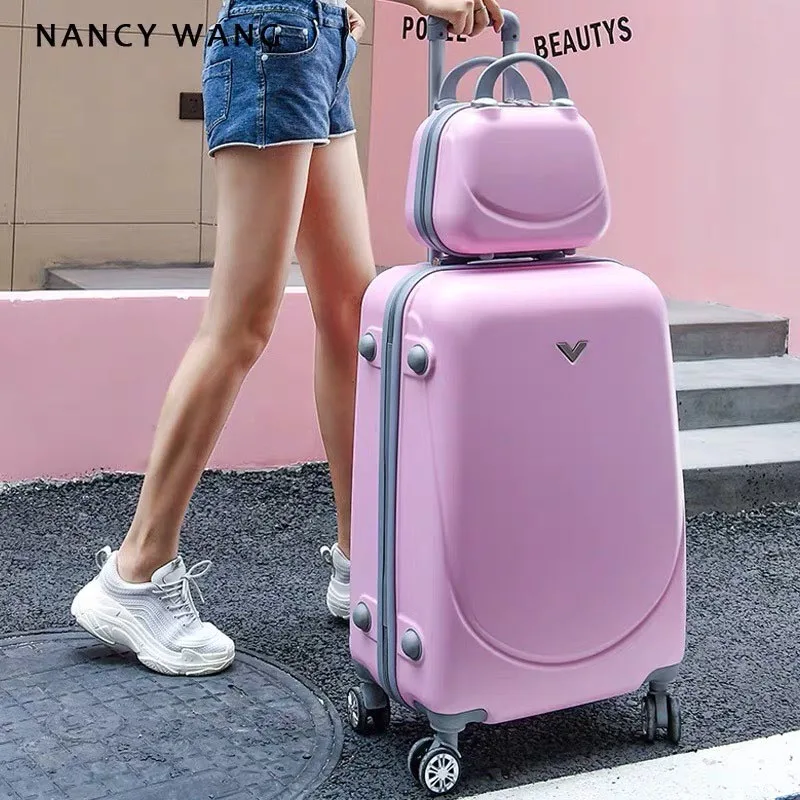 New kids cute smile suitcase with Cosmetic bag 20 22 24 26 inch girl&boy trolley bag Travel luggage woman rolling suitcase