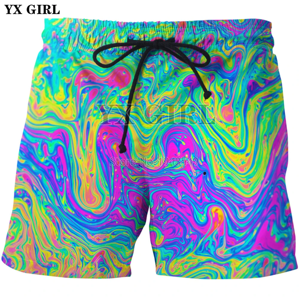 Drop shipping 2020 summer New style Fashion Psychedelic Shorts Oil Spill 3D Print Men/Women Casual shorts