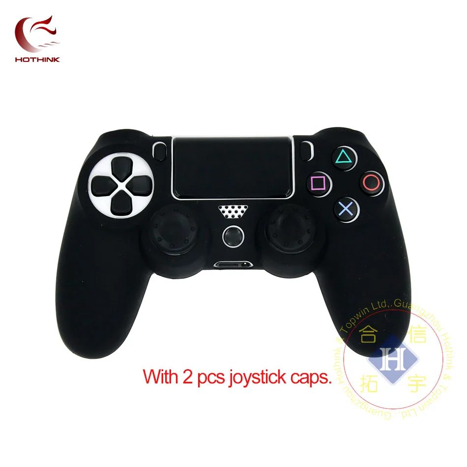 HOTHINK Silicone Cover Case +Thumbstick Joystick Cover Grips Caps For Playstation 4 PRO PS4 SLIM Dualshock 4 Controller