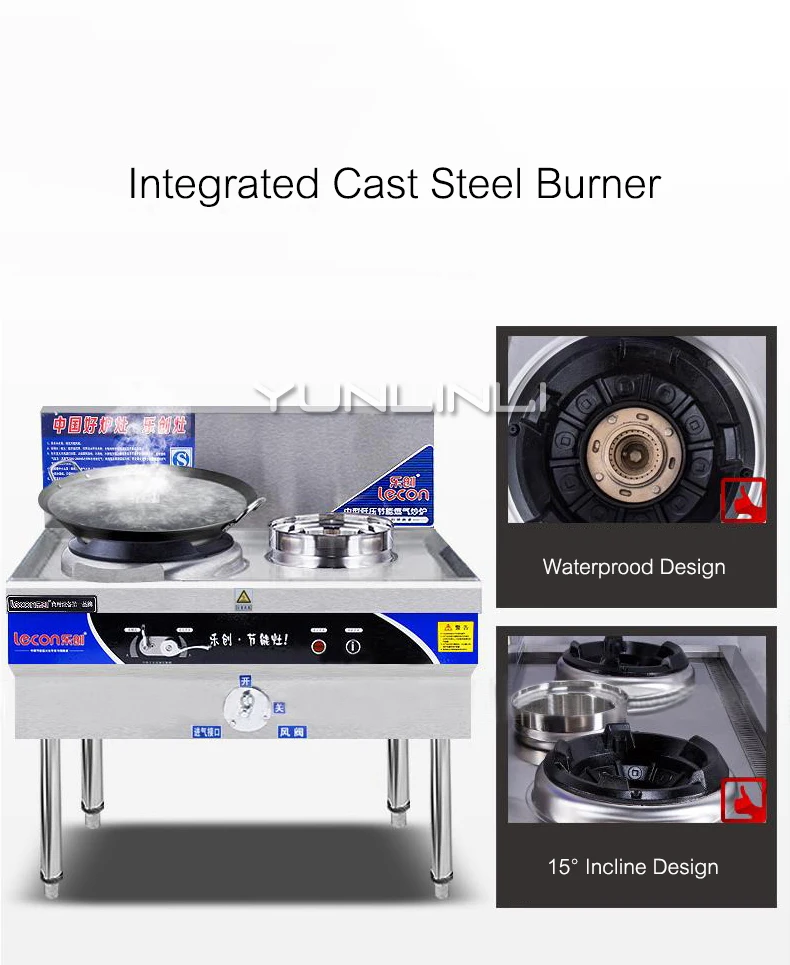 الفولاذ المقاوم للصدأ الغاز موقد واحد الموقد الغاز المدى التجارية الإلكترونية اشتعال الغاز طباخ LC-CL01