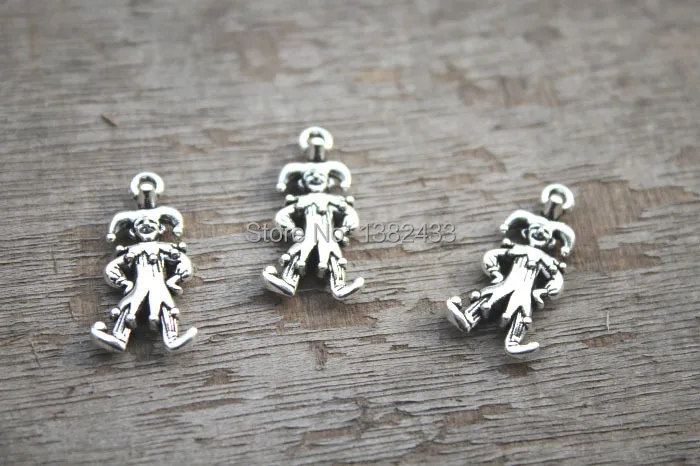 20pcs--Clown Charms, Antique Tibetan Silver Tone Clown charm pendant, 24x12mm