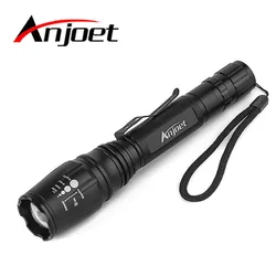 Anjoet Super Waterproof XML-T6 LED Tactical Flashlight Zoomable Torch Lamp Light 5-Mode Use 2x18650 Hunting Camping lanterna