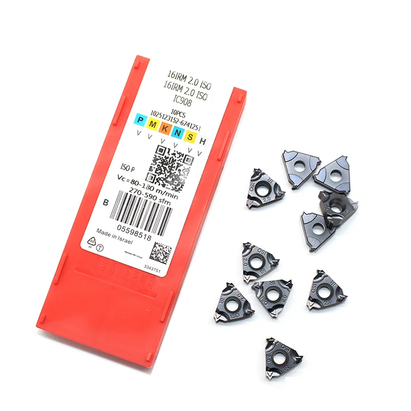 22IR 16IR 1.0 ISO 1.25 1.5 1.75 2.0 2.5 3.0 3.5 4.0 4.5 5.0 IC908 Carboneto de Tungstênio ferramentas de torneamento de Roscas inserir Threading Torno