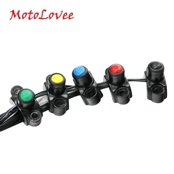 MotoLovee Universal Motorcycle Switches Aluminum Handlebar Mount Headlamp Power Start Kill Fog Light Button