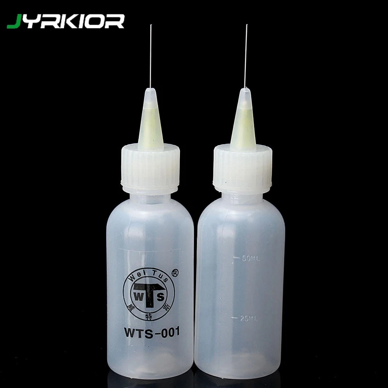 Jyrkior 2Pcs 50ml Needle Tip Soldering Cleaning Clear Liquid Flux Alcohol Oil Dispenser Plastic Hand Bottle Cleaner DIY Repair