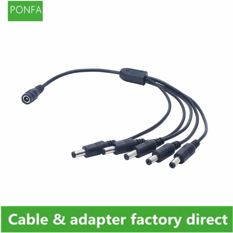 DC Power 1 to 2/3/4/5/6/8/10/16 Port DC Power Splitter power Cable Male to Female 5.5 x 2.1 mm Plug for Led Strip CCTV Camera