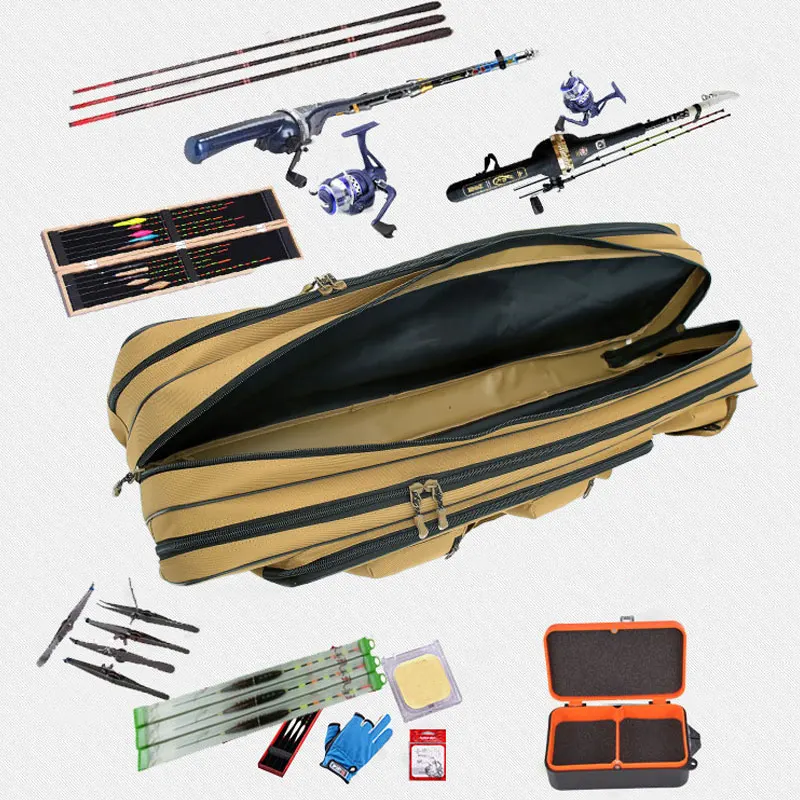 Fishing Bag 3 Layer OXford Cloth Folding Fishing Rod Cover Bags Single Shoulder Fishing 80 /120 cm Outdoor Fish Backpack XA94G