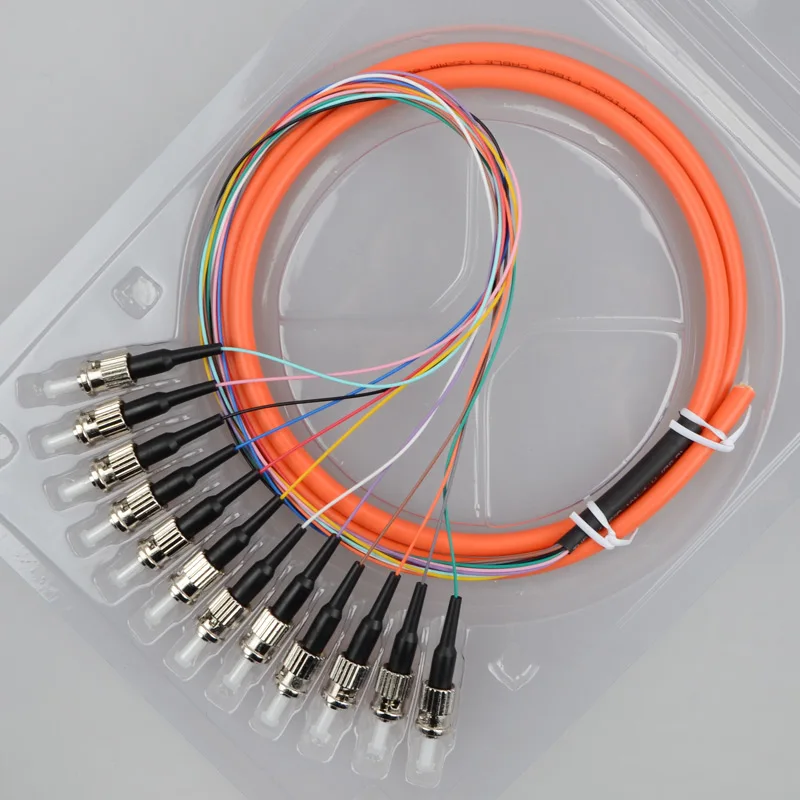 12 core Fiber Optic Bundle Pigtail ST multimode fiber optical MM OM1  62.5/125, 1.5 Meters factory A small number of custom made