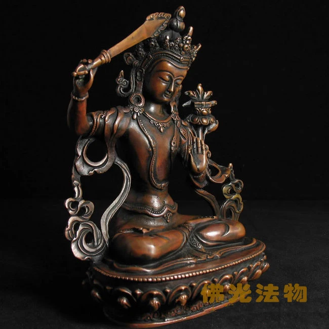 Nepal style, Buddhist supplies, Tibetan Buddhism, Manjusri, pure copper statue of Buddha, figurine~