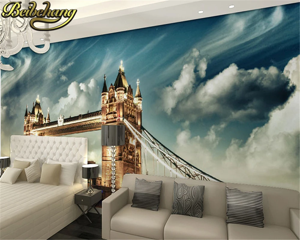 beibehang london tower bridge graphic wall art decorative wall coverings papel de parede 3d photo mural wallpaper for walls 3 d