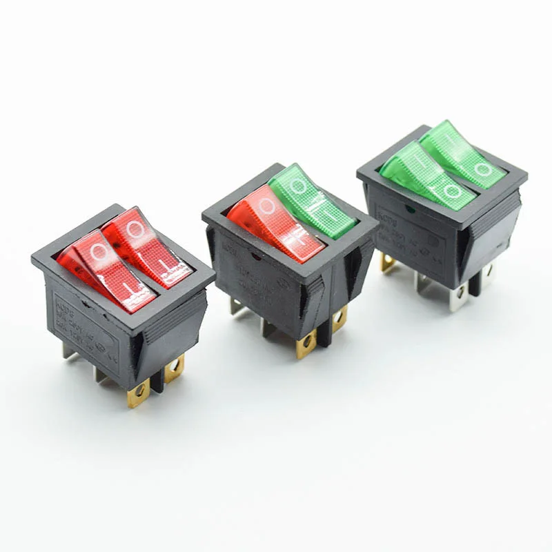 2pcs KCD8 6PIN 16A 250V 20A 125V Double Light Switch Rocker Switch Waterproof ON-OFF KCD6 Boat Power Switch