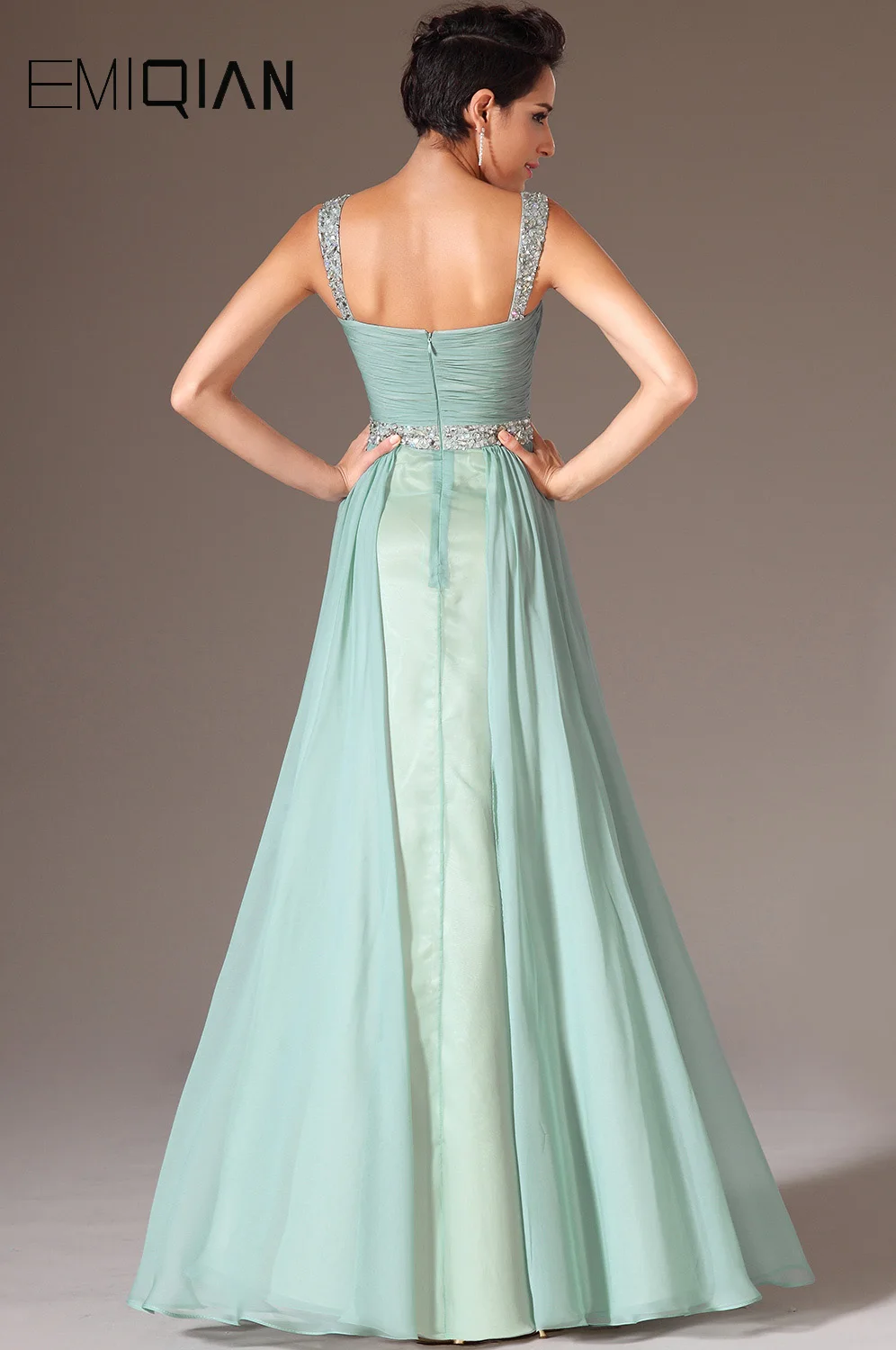 New A Line Tank Chiffon Evening Gowns Beaded Pageant Dresses