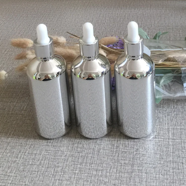 

50pieces/lot 100ml High temperature silver plated dropper bottle,dropper container,essentical oil bottle wholesale