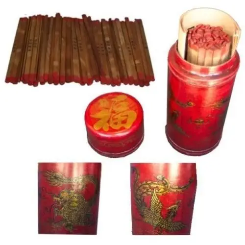 

Exquisite Chinese old prognosticate fortune sticks in Red Draong phoenix leather box