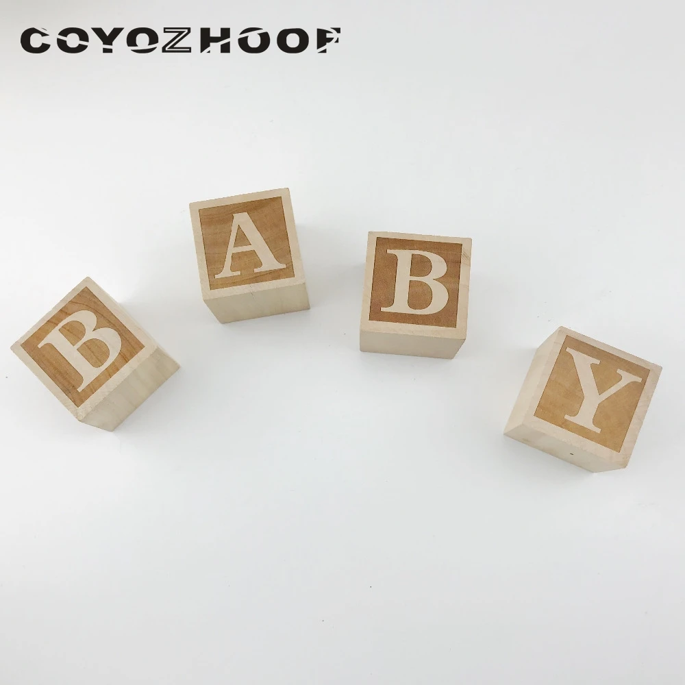 4Pcs  Natural Nursery Blocks 4cm Baby Blocks Rustic Baby Girl or Boys Nursery Decor Christmas Kids Gifts Children Toys