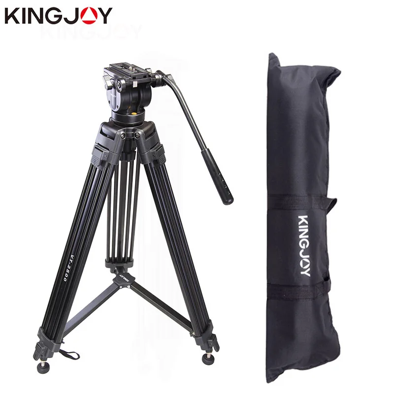 

Kingjoy Camcorder Tripod Aluminum Heavy Duty Video Camera Tripe Stand with Fluid Head for DSLR Record Travel Wedding Photography