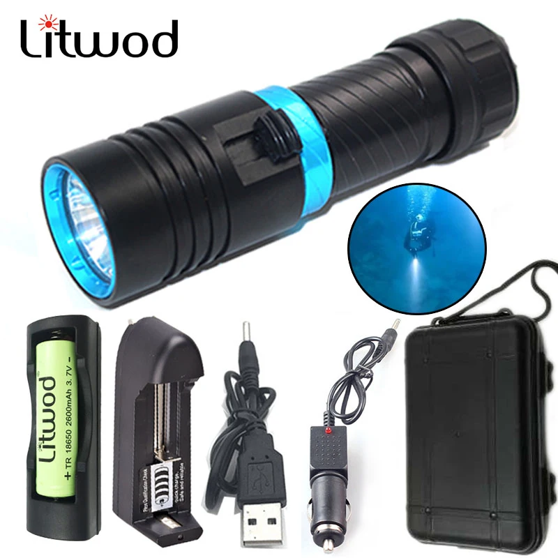 litwod led lanterna para mergulho e camping xml l2 xml d68 5000lm xml 80 metros tocha luz para mergulho camping trabalho subaquatico tempo de execucao 20 h 01