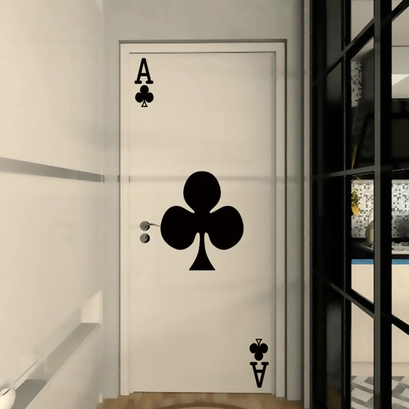 Creative Playing Cards Ace Of Clubs Door Wall Sticker Bedroom Living Room Home Decor Mural Wallpaper Self-adhesive Art Decals