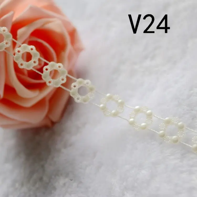 

Free shipping Imitation pearls chain flatback resin material half pearls chain many styles to choose one roll per lot