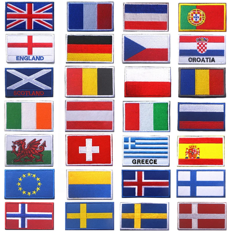 Embroidery Patches Italy EU Greece Spain France Portugal Germany UK Austria Ukraine Scotland England Ireland Czech European