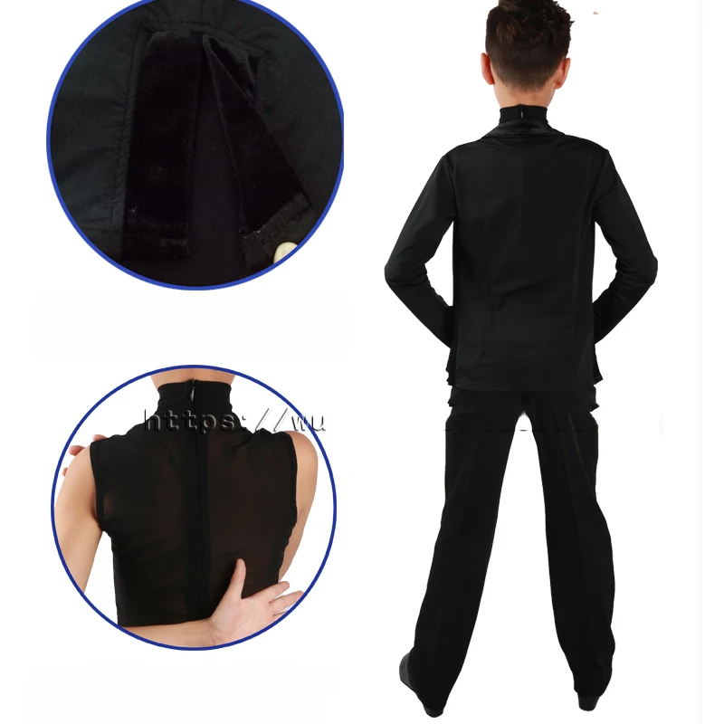 Cheap Boys Ballroom Latin Dance Tops Children\'S Standard Rumba Cha Cha Latino Dancing Clothes Vest Jacket 2 Pieces Set DWY1131