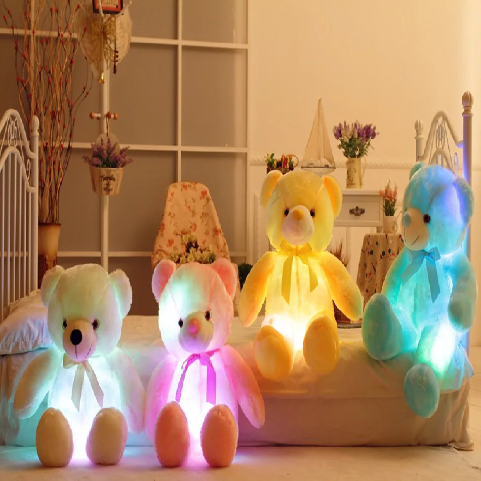 50cm Creative Light Up LED Teddy Bear Stuffed Animals Plush Toy Colorful Glowing Teddy Bear Christmas Gift for Kids