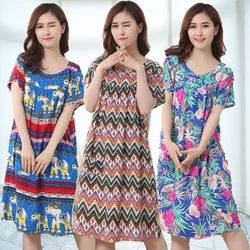 Women Cotton Nightgown Floral Sleep Dress Short Sleeve Sleep Shirt Night Shirt Sexy Nightwear Fashion Home Dress