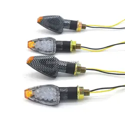 2 pairs 4 Pieces Carbon Motorcycle 12V 2W 14 LED Turn Signal Light for BMW Ducati Aprilia Moto Guzzi Buell