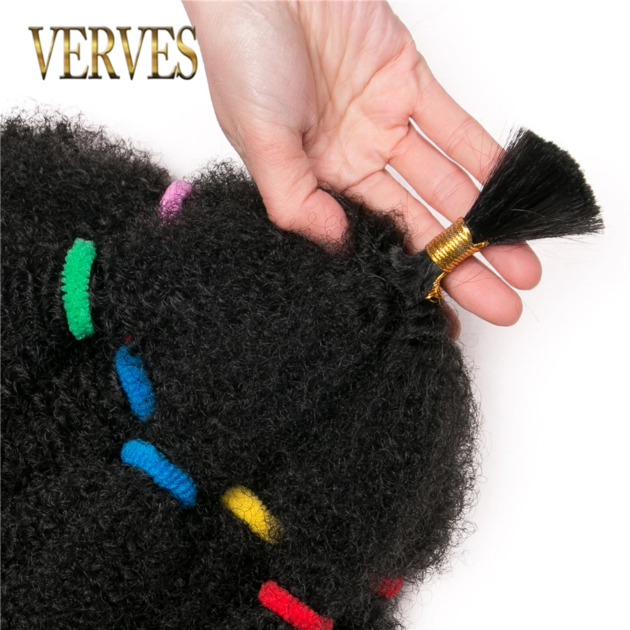 VERVES-extensiones de pelo rizado de ganchillo para mujer, extensiones de cabello sintético de 12 pulgadas, Afro, rizado a granel, mechones rubios, Bug Black