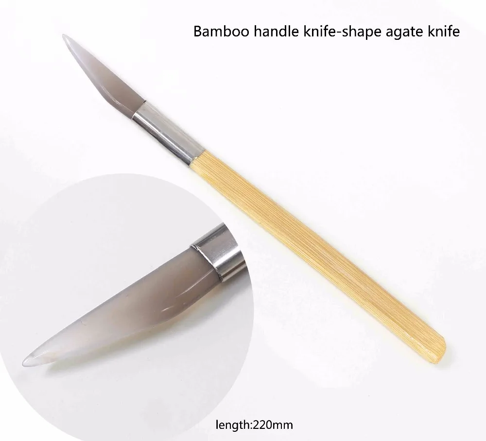 

Agate Burnisher Polishing Knife Edge With Bamboo Handle Jewelry Making Tools New