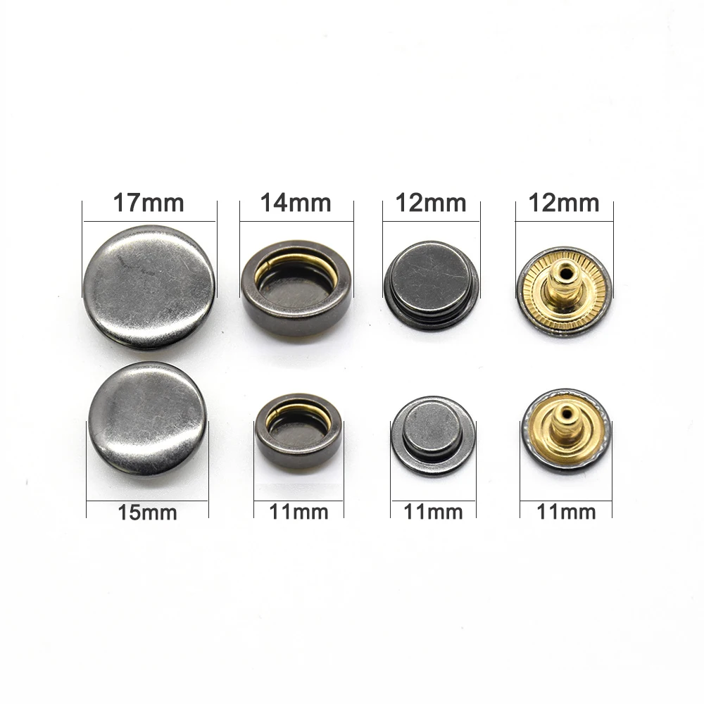 20 Sets Brass Snaps Fasteners Tools Sewing Cotton Coat Metal Jacket Buttons Wallet Buckle Rivets