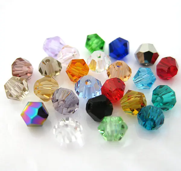 1pack Multicolors 3-8mm Bicone rhombus Austria Crystal Beads charm Glass Beads Loose Spacer Beads for DIY Jewelry Making