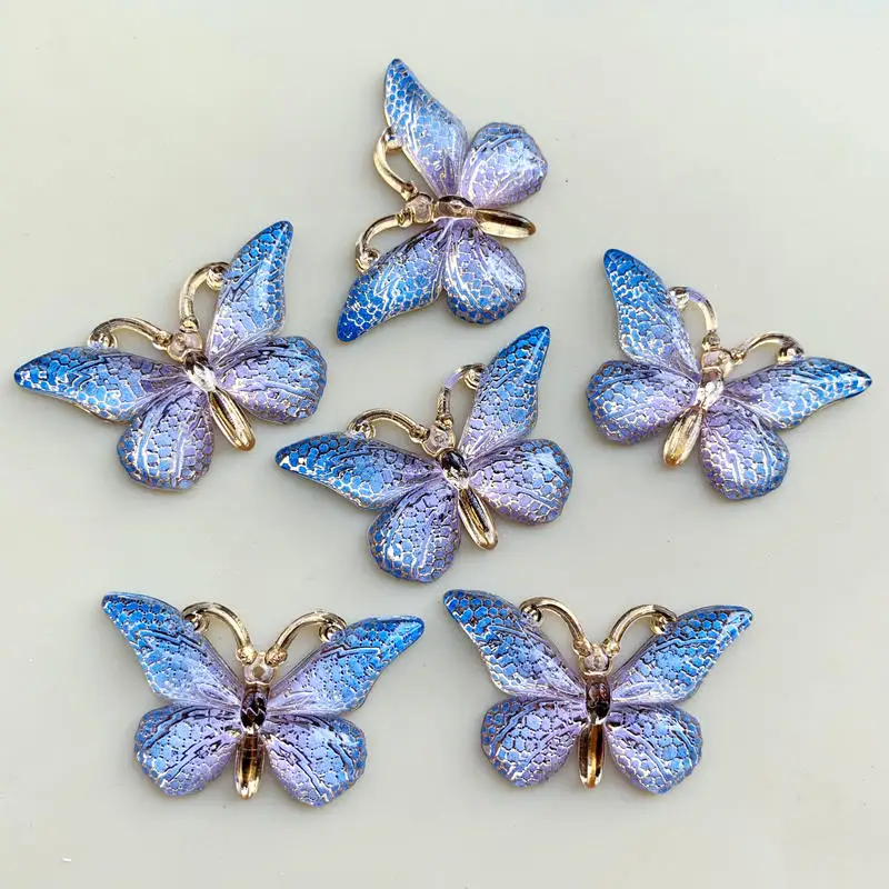 10pcs 23*38mm Resin imitation butterfly shape Rhinestones flat back cabochon beads for Decoration Party Supplies -B275