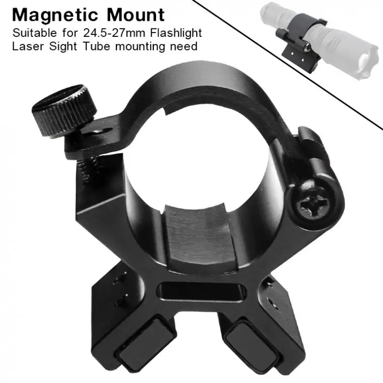 MX01 Magnetic Mounting Bracket LED Flashlight Mount Bracket + Dual Magnets for 24-27mm Flashlight Dim Range Assembly Flashlight