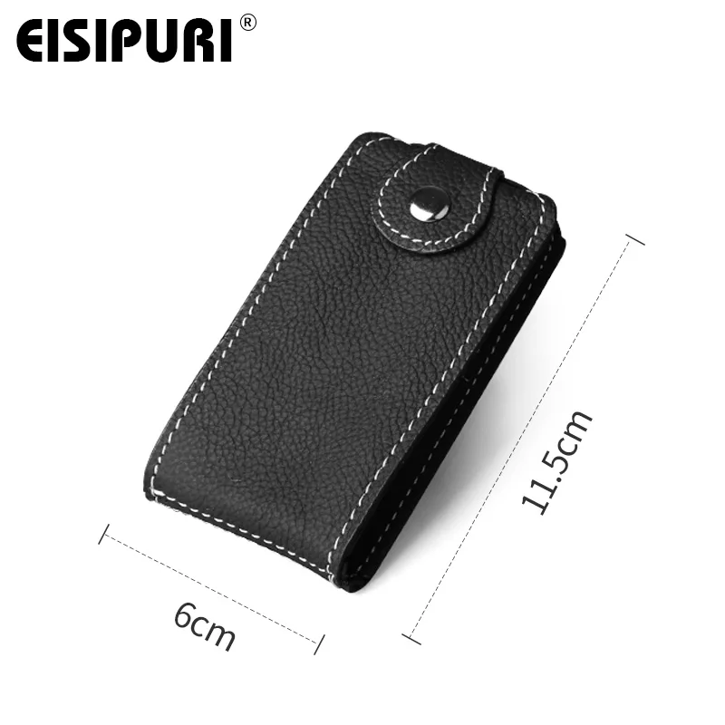 EISIPURI New Genuine leather Key Wallet Men Car Key Holder Housekeeper Original Leather Zipper Key Case Male Keychain Card