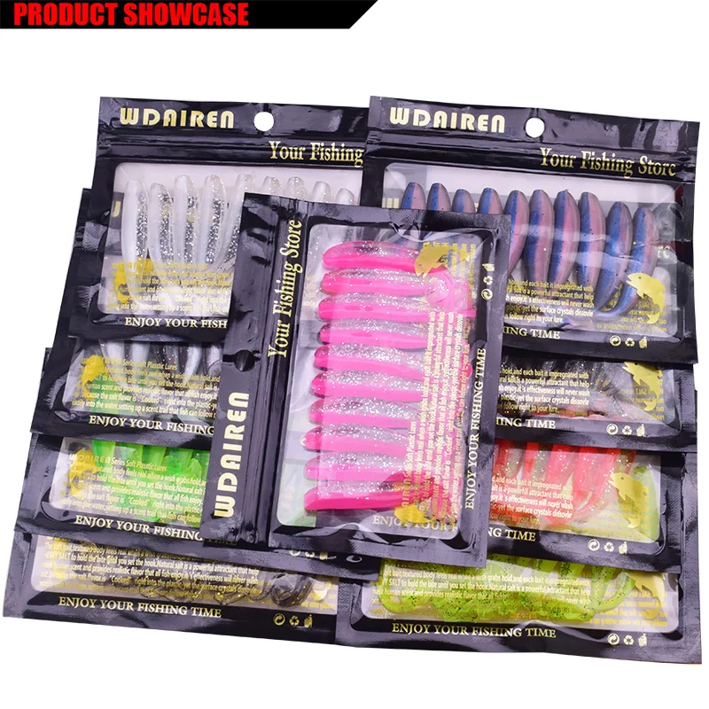 Señuelo blando WDAIREN 5cm 7,5cm 9,5cm Doble color ​   Shad-regalos artificiales de gusano de pesca, Wobblers de silicona para aparejos de pesca de