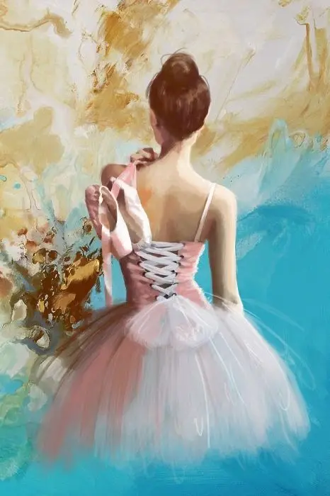 

Portrait Sexy Girl Painting Ballet Dancer Oil Painting Canvas Wall Art for Bedroom Ballerina's Back Home Decor Hand Made 100%