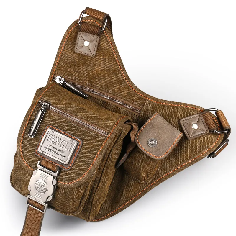 Ruil Retro Canvas Schoudertas Taille Dij Drop Leg Tassen Mannen Leisure Zakken Reizen Vintage Pakket Riding Messenger Bag