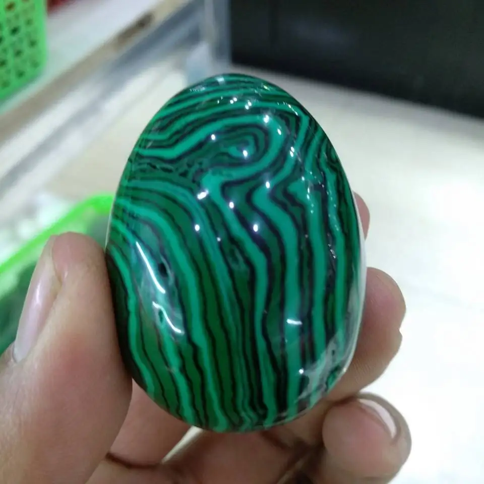 

48mm Natural Dark Green MALACHITE CRYSTAL Gem Sphere Egg Congo