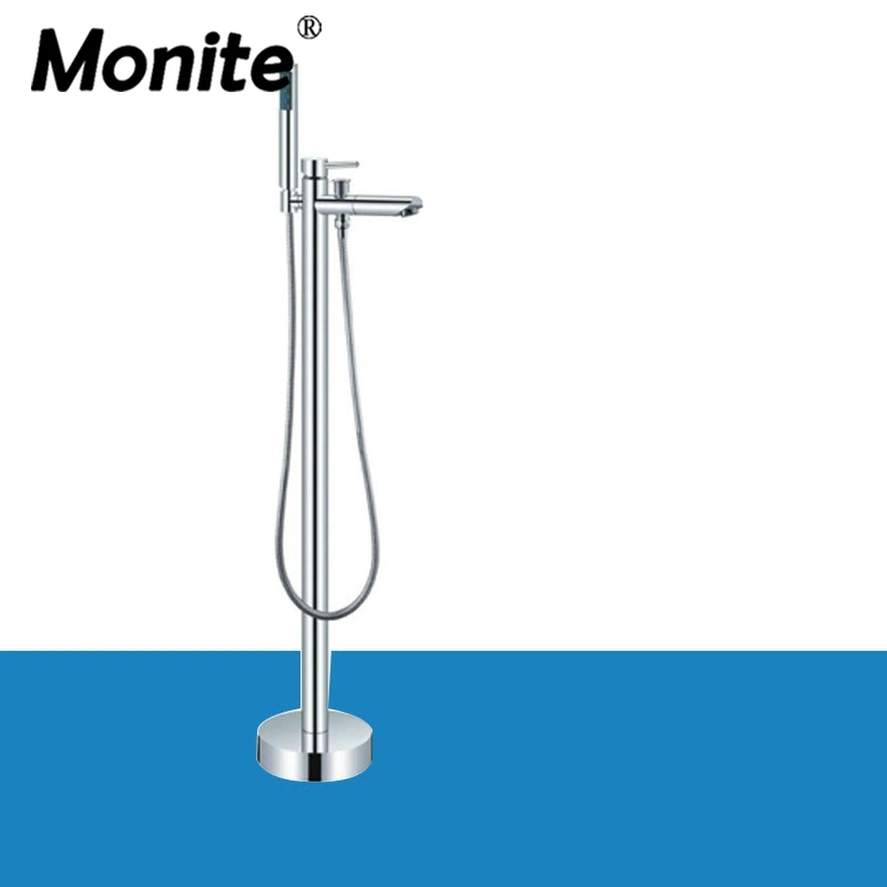 

Solid Brass Floor Standing Tub Shower Faucet Bathroom Shower Systerm Set Bathtub Faucet Chro